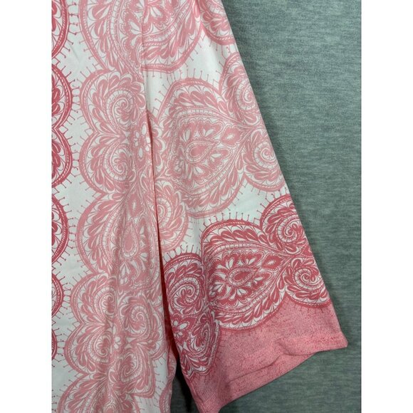 Bob Mackie Cardigan Jacket Kimono 2X Wearable Art Pink Paisley Open Front - Picture 4 of 6